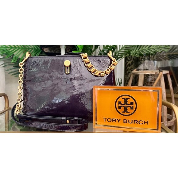 ✺✺ AUTHENTIC TORY BURCH BLUE CRINKLE LEATHER PRICELLA HANDBAG  ✺✺ - Picture 1 of 10
